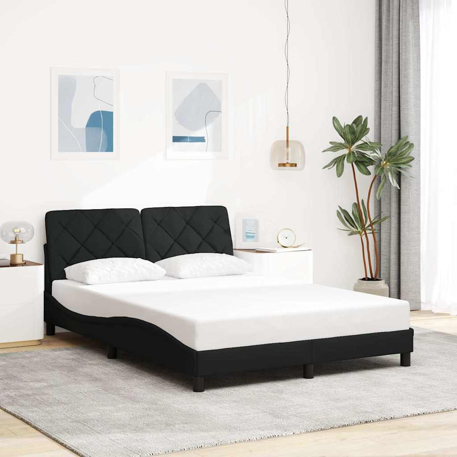 Bedframe met LED zonder matras 140x190 cm stof zwart