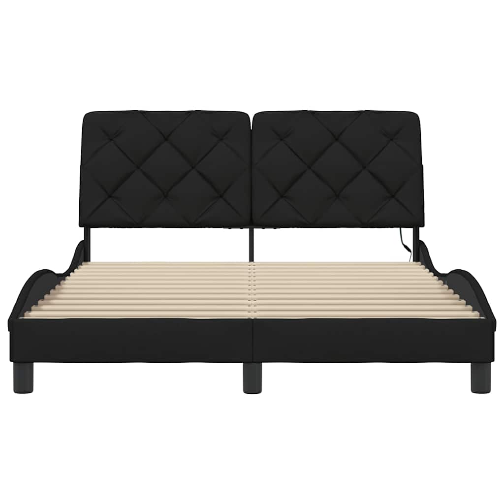 Bedframe met LED zonder matras 140x190 cm stof zwart