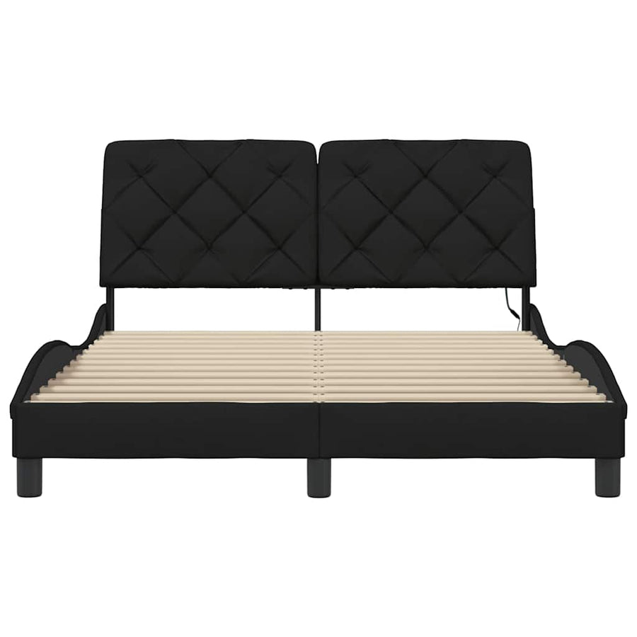 Bedframe met LED zonder matras 140x190 cm stof zwart