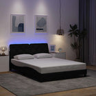 LED bed frame without mattress 140x190 cm fabric black