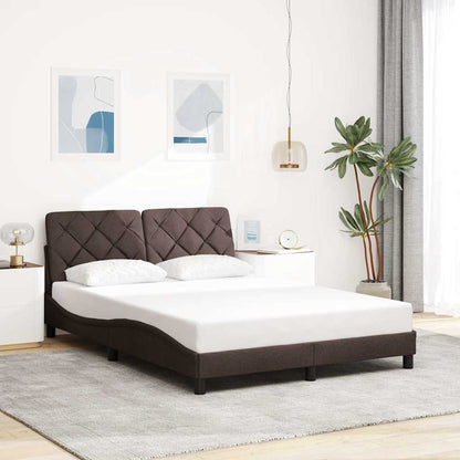 Bedframe met LED zonder matras 140x190 cm stof donkerbruin