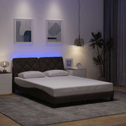 Bedframe 140x190 cm stof donkerbruin met LED