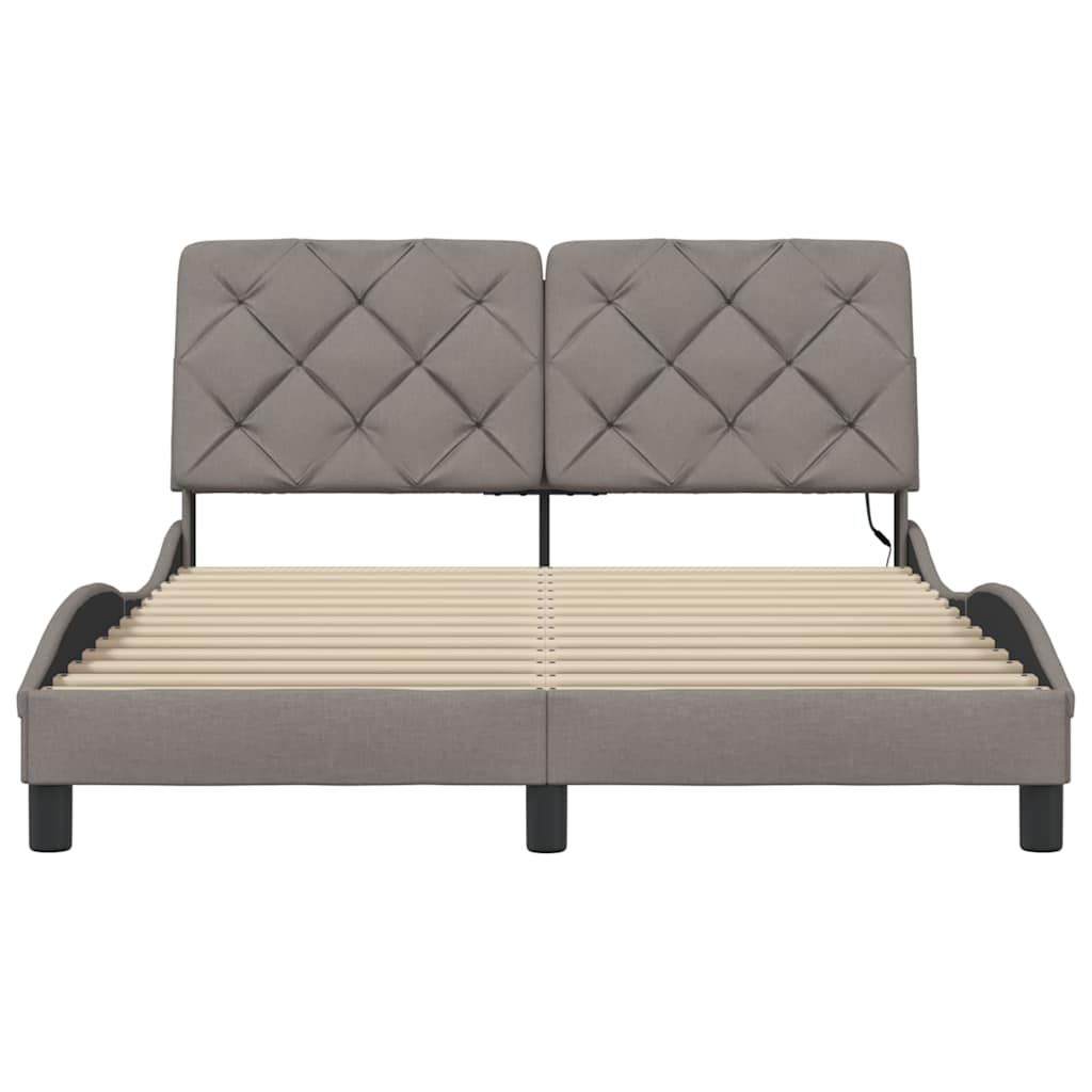 Bedframe met LED zonder matras 140x190 cm stof taupe