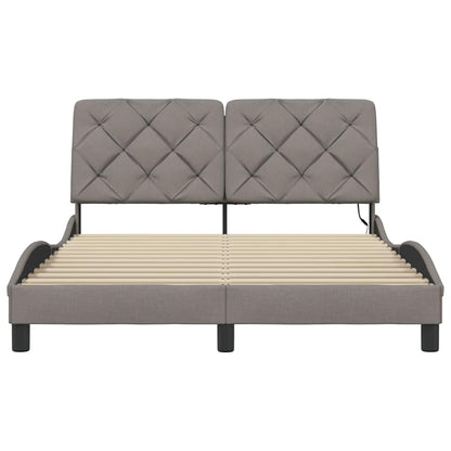 Bedframe met LED zonder matras 140x190 cm stof taupe
