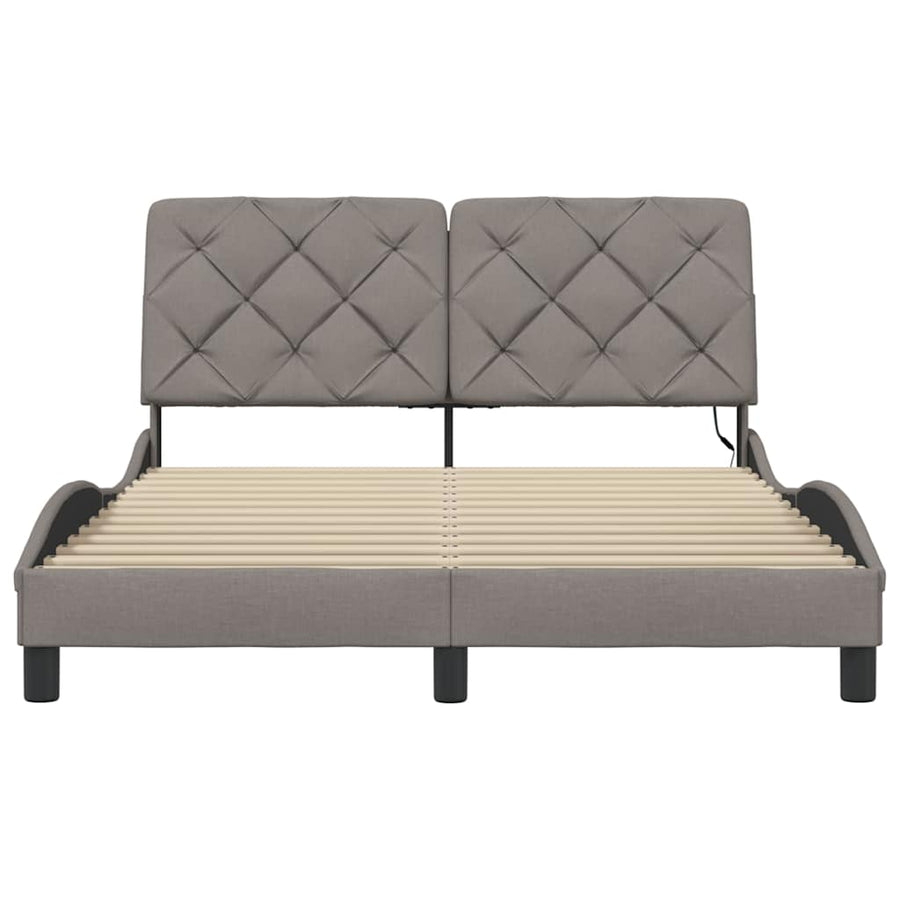 Bedframe met LED zonder matras 140x190 cm stof taupe