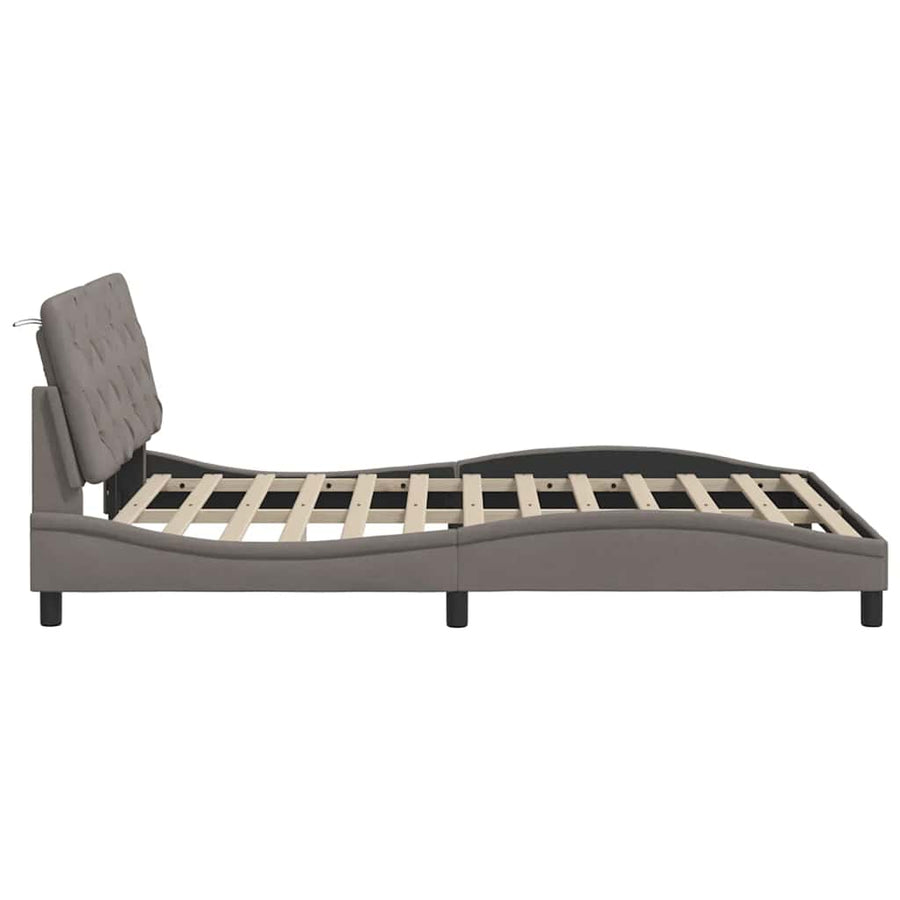 Bedframe met LED zonder matras 140x190 cm stof taupe