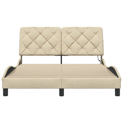 Bedframe met LED zonder matras 140x190 cm stof crème
