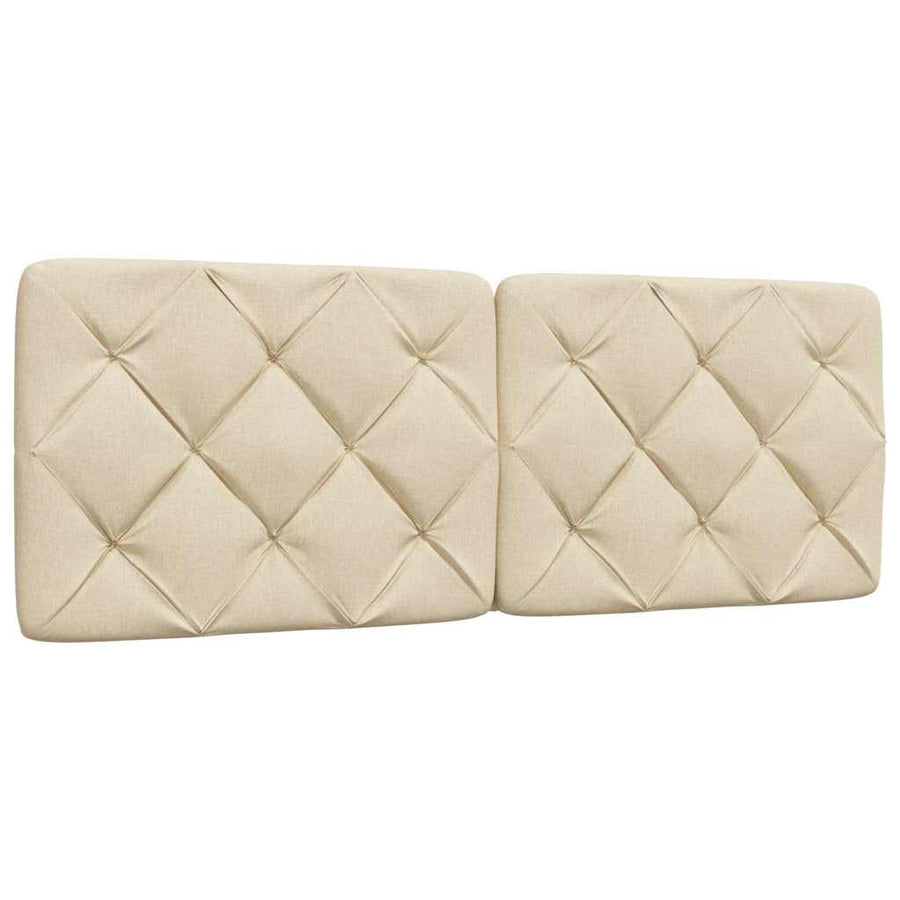 Bedframe met LED zonder matras 140x190 cm stof crème