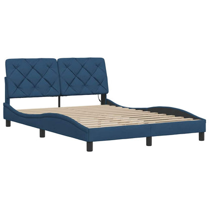 Bedframe met LED zonder matras 140x190 cm stof blauw