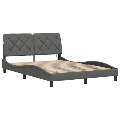 Bedframe met LED zonder matras 140x200 cm stof donkergrijs