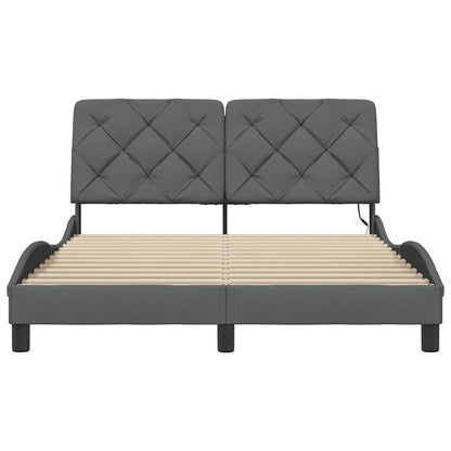 Bedframe met LED zonder matras 140x200 cm stof donkergrijs