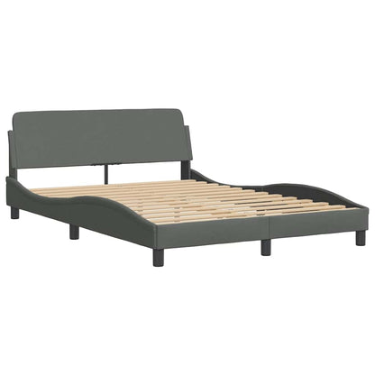 Bedframe met LED zonder matras 140x200 cm stof donkergrijs