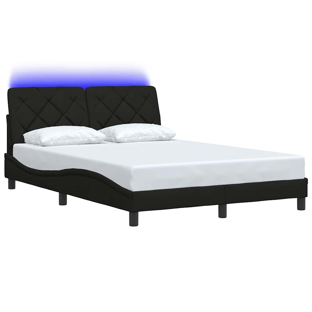 Bedframe met LED zonder matras 140x200 cm stof zwart