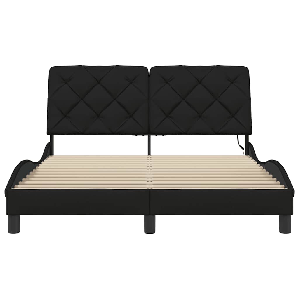 Bedframe met LED zonder matras 140x200 cm stof zwart