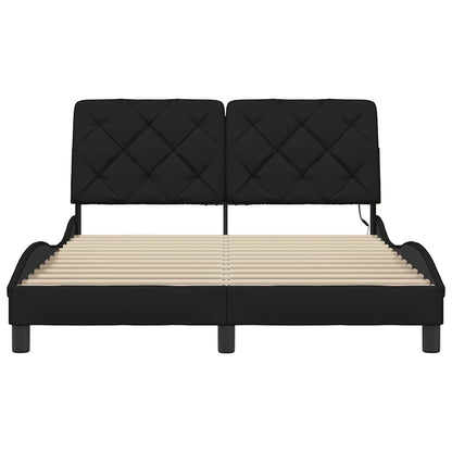 Bedframe met LED zonder matras 140x200 cm stof zwart