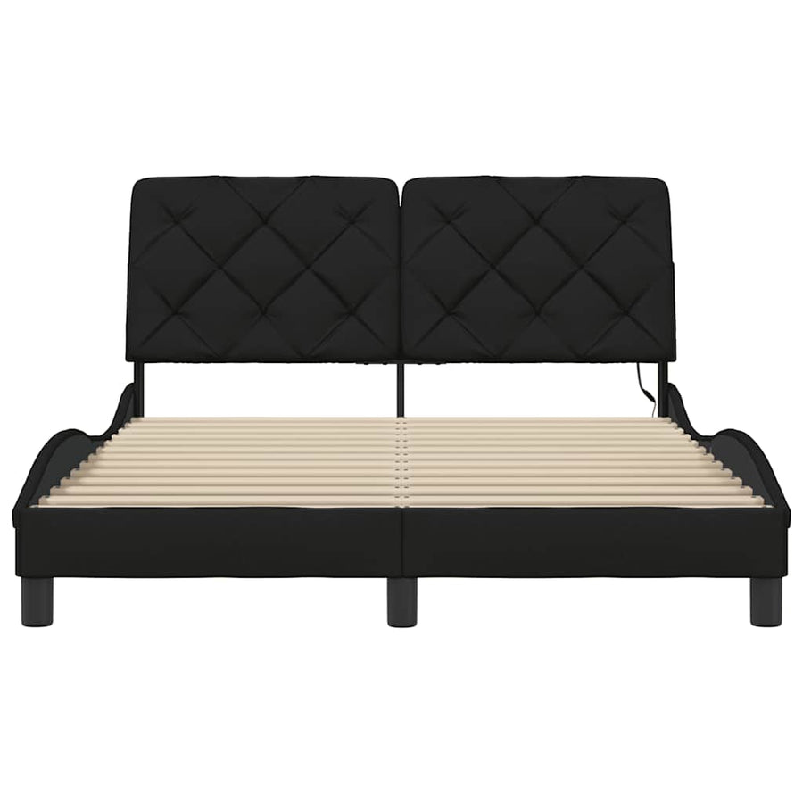 Bedframe met LED zonder matras 140x200 cm stof zwart