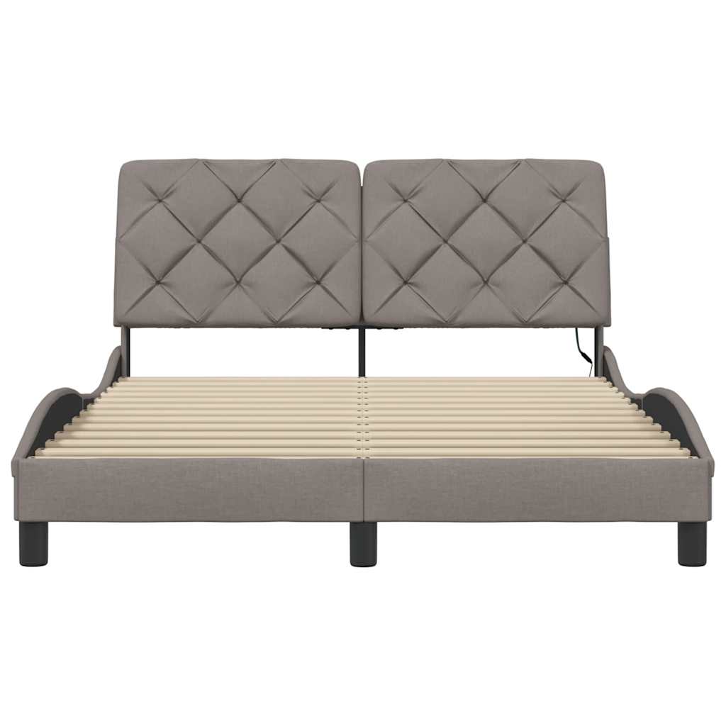 Bedframe met LED zonder matras 140x200 cm stof taupe