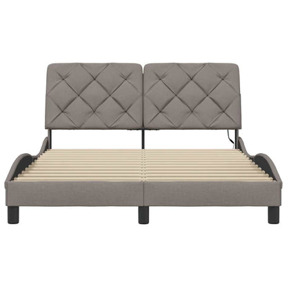 Bedframe met LED zonder matras 140x200 cm stof taupe