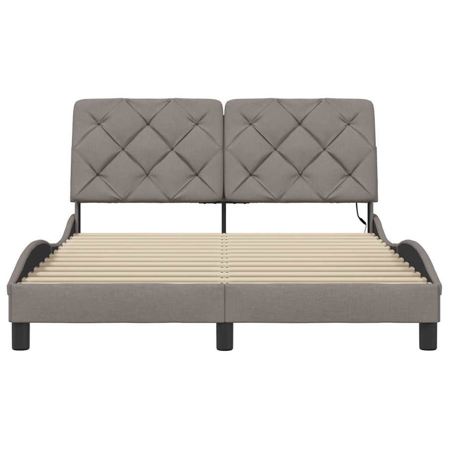 Bedframe met LED zonder matras 140x200 cm stof taupe