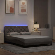 Bedframe 140x200 cm stof taupe met LED