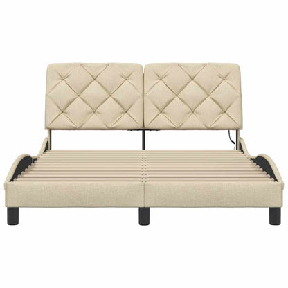 Bedframe met LED zonder matras 140x200 cm stof crème