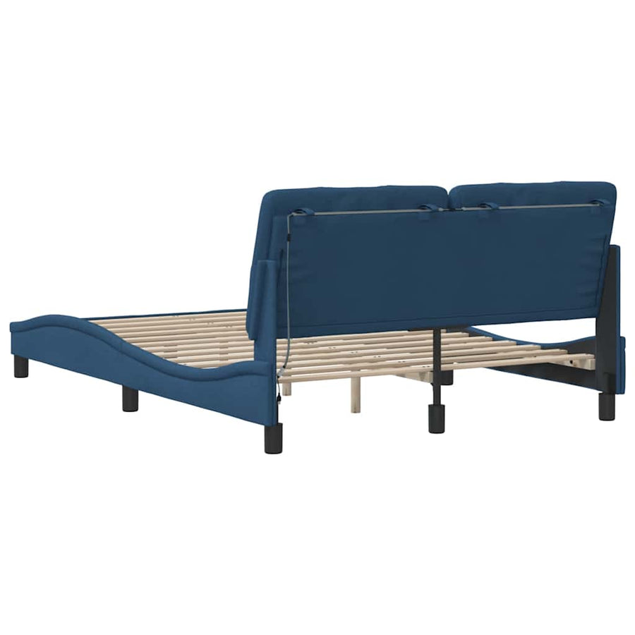 Bedframe met LED zonder matras 140x200 cm stof blauw