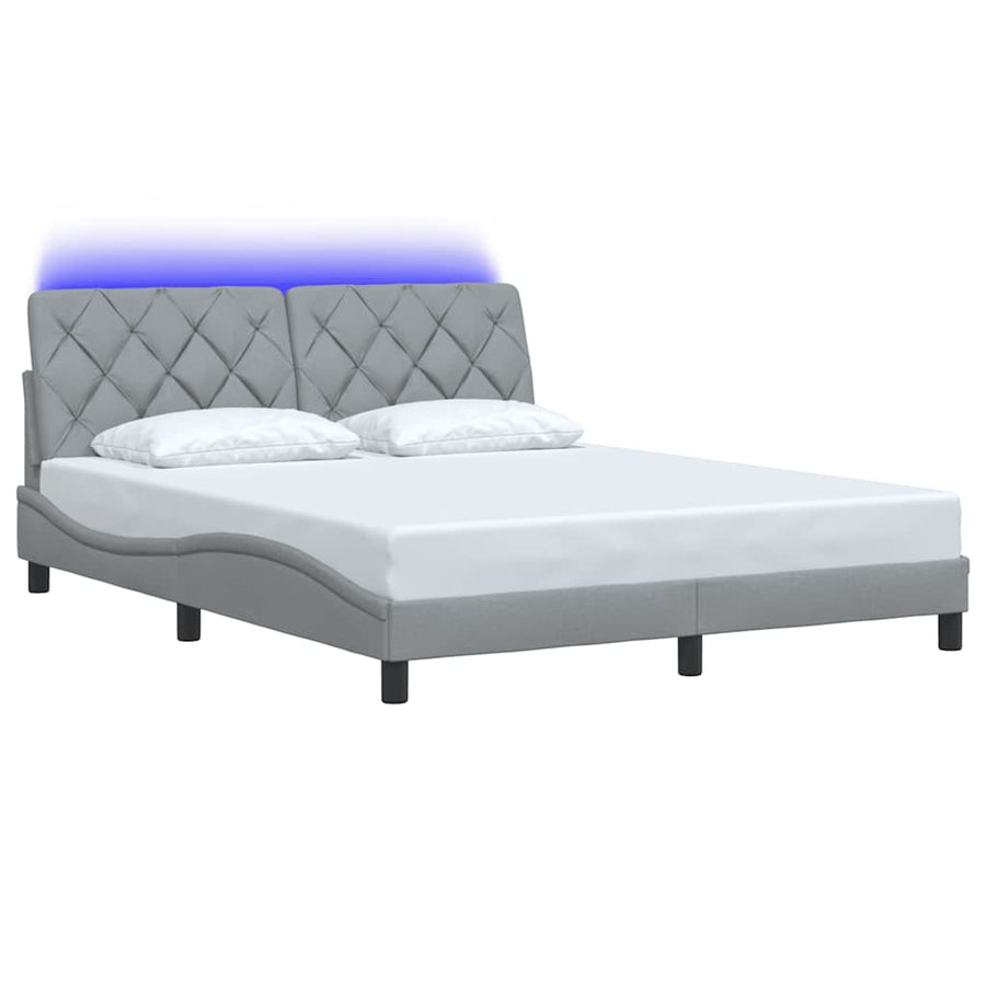 Bedframe met LED zonder matras 160x200 cm stof lichtgrijs