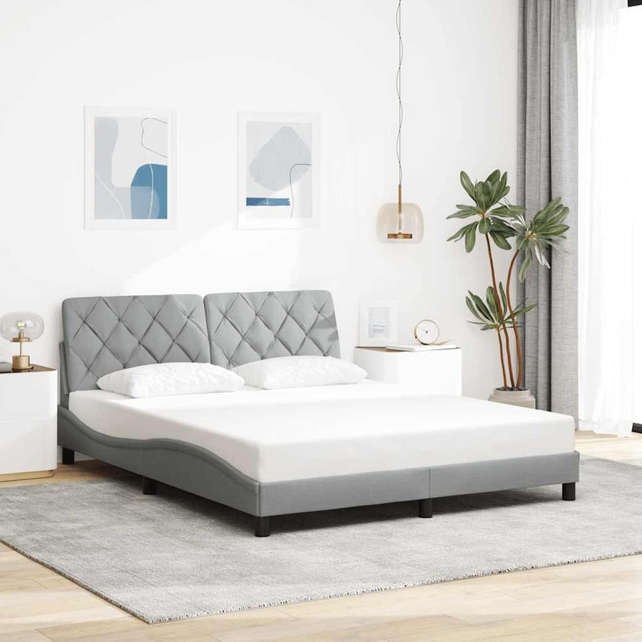 Bedframe met LED zonder matras 160x200 cm stof lichtgrijs