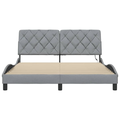 Bedframe met LED zonder matras 160x200 cm stof lichtgrijs