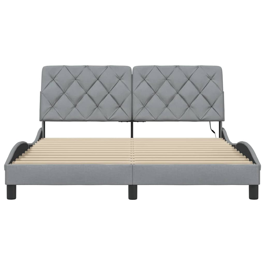 Bedframe met LED zonder matras 160x200 cm stof lichtgrijs