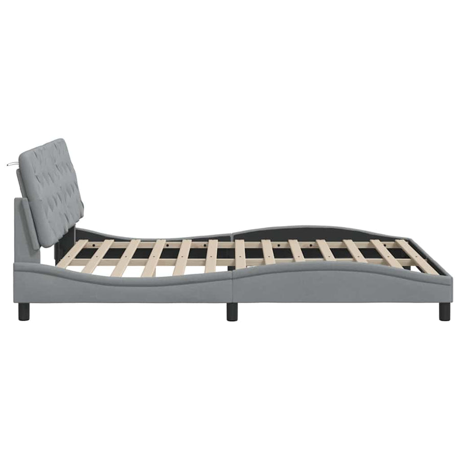 Bedframe met LED zonder matras 160x200 cm stof lichtgrijs
