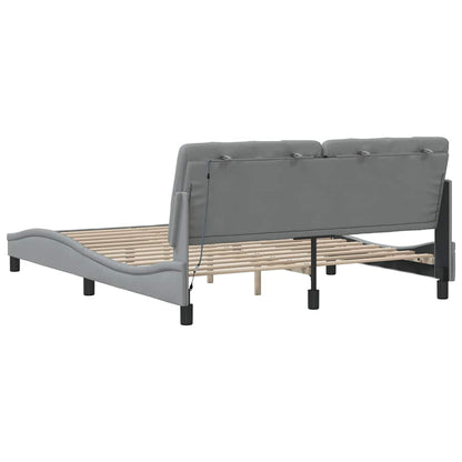 Bedframe met LED zonder matras 160x200 cm stof lichtgrijs