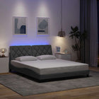 LED bed frame without mattress 160x200 cm fabric light grey
