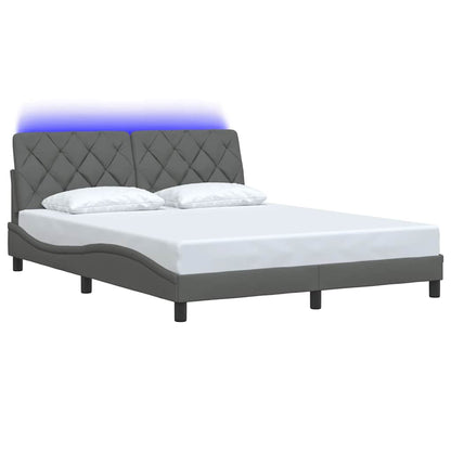 Bedframe met LED zonder matras 160x200 cm stof donkergrijs