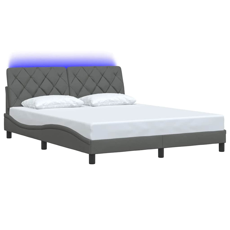 Bedframe met LED zonder matras 160x200 cm stof donkergrijs