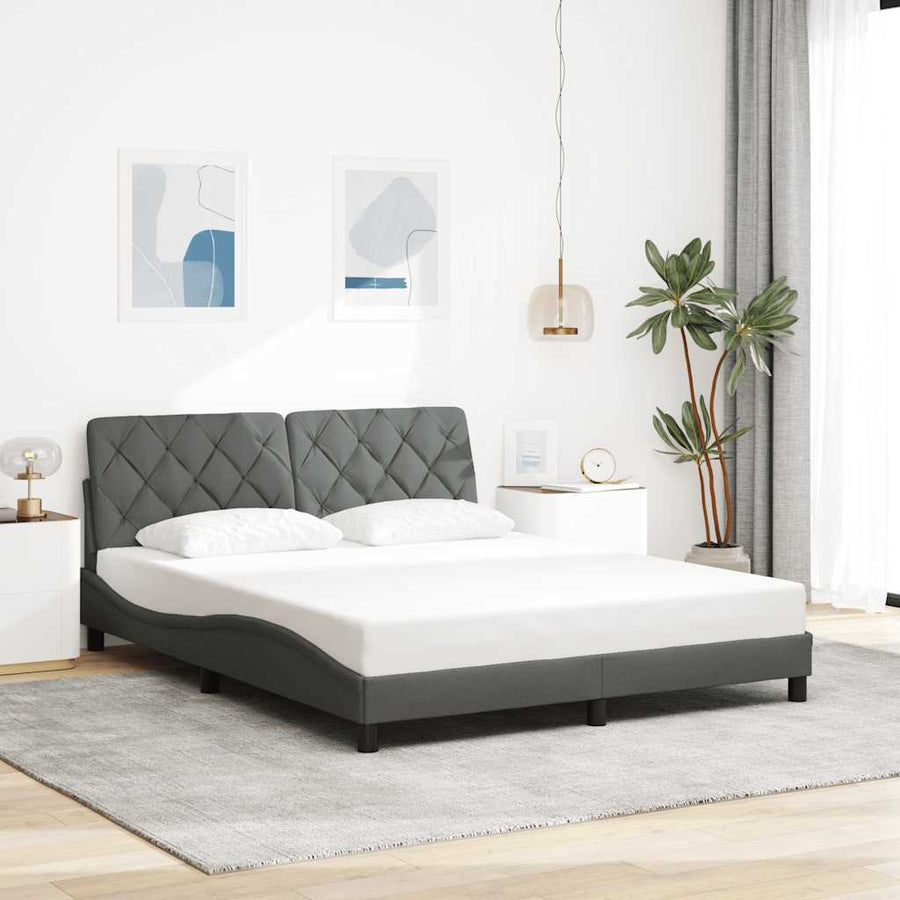 Bedframe met LED zonder matras 160x200 cm stof donkergrijs