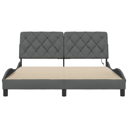 Bedframe met LED zonder matras 160x200 cm stof donkergrijs