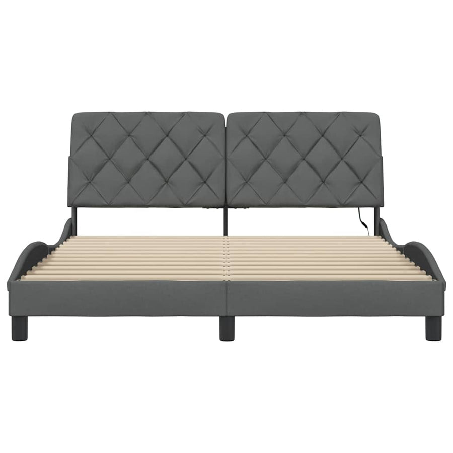 Bedframe met LED zonder matras 160x200 cm stof donkergrijs