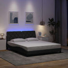 Bed frame with LED without mattress 160x200 cm fabric dark grey