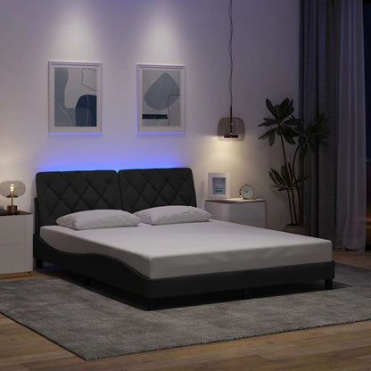 Bedframe met LED zonder matras 160x200 cm stof donkergrijs