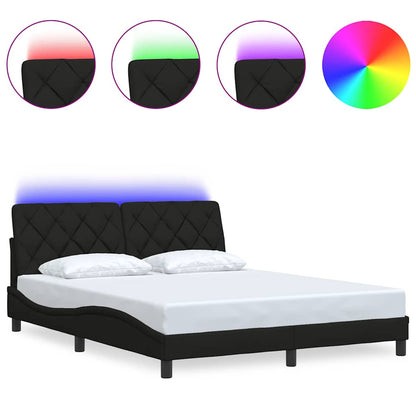 Bedframe met LED zonder matras 160x200 cm stof zwart