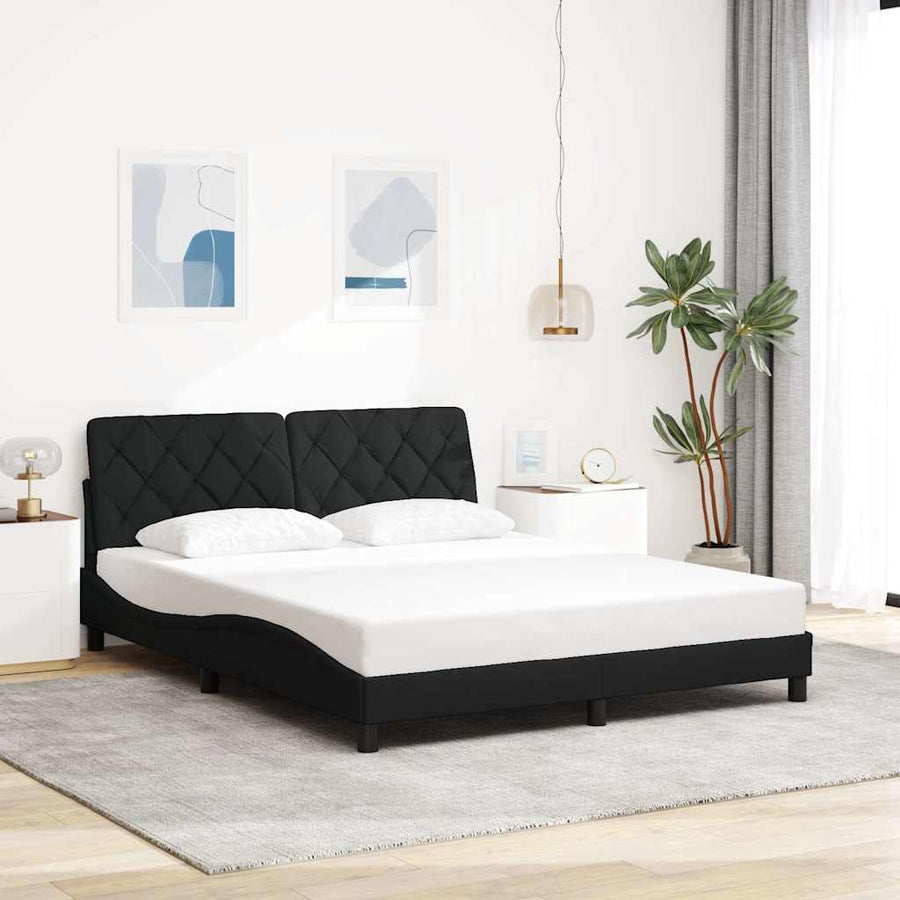 Bedframe met LED zonder matras 160x200 cm stof zwart