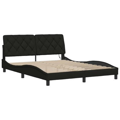 Bedframe met LED zonder matras 160x200 cm stof zwart