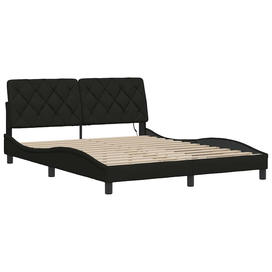 Bedframe met LED zonder matras 160x200 cm stof zwart