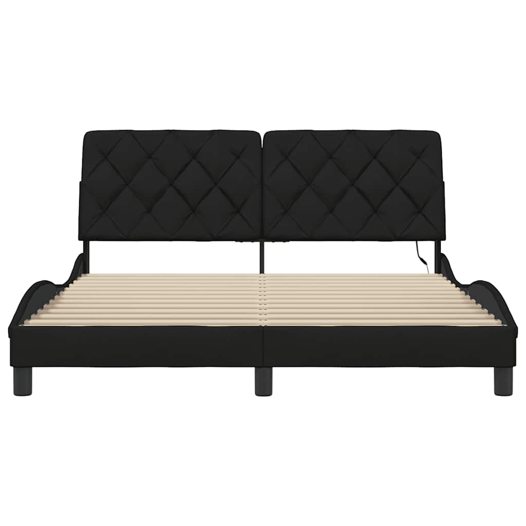 Bedframe met LED zonder matras 160x200 cm stof zwart