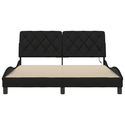 Bedframe met LED zonder matras 160x200 cm stof zwart