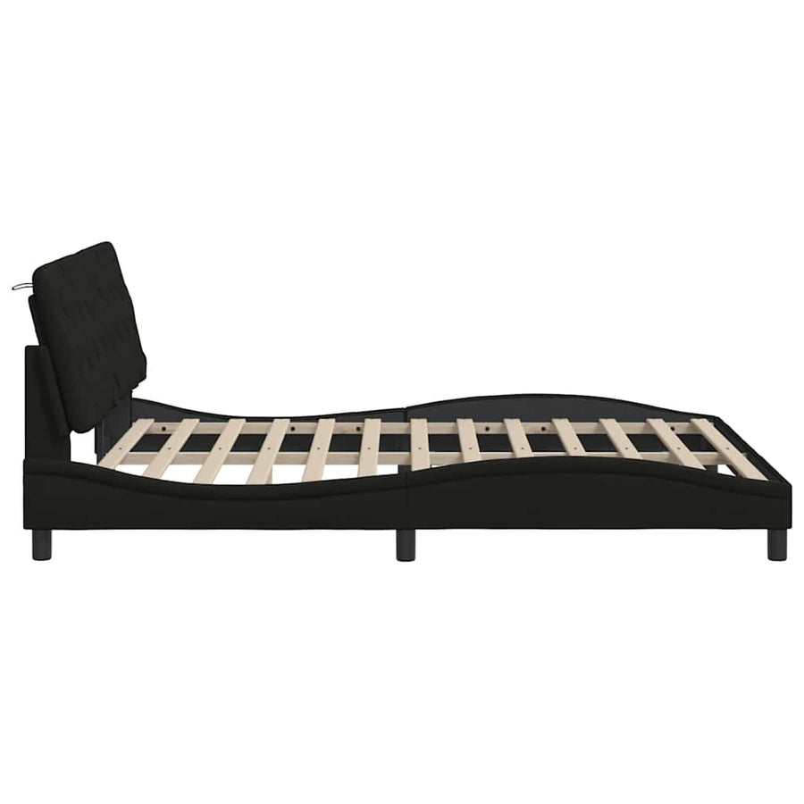 Bedframe met LED zonder matras 160x200 cm stof zwart