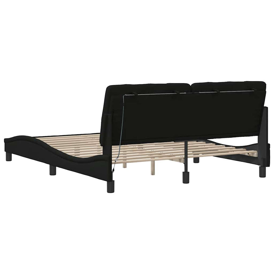 Bedframe met LED zonder matras 160x200 cm stof zwart