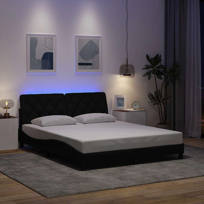 Bedframe met LED zonder matras 160x200 cm stof zwart