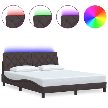 Bedframe met LED zonder matras 160x200 cm stof donkerbruin